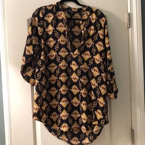 Navy Blue, yellow, and brown tunic